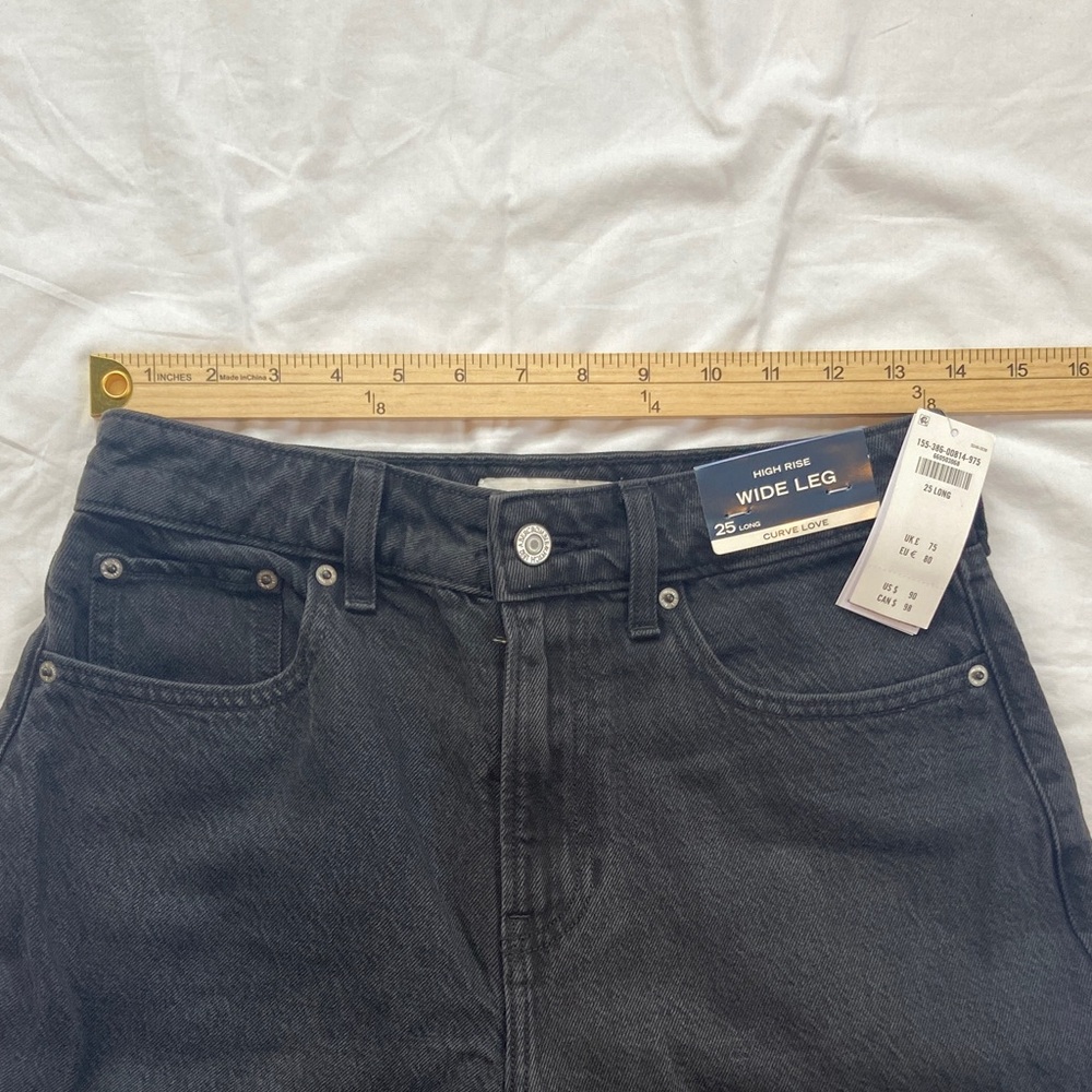 Abercrombie & Fitch Curve Love High Rise Wide Leg Jeans Womens Size 25 Long NWT - Picture 4 of 9